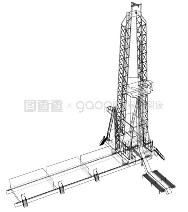 石油鉆機.詳細矢量圖示